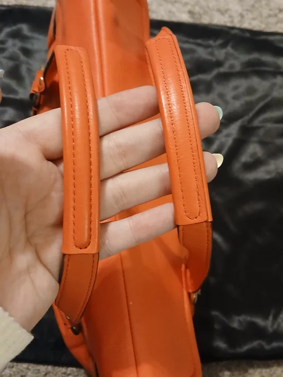 Coach Campbell Eva Flap Satchel Red Orange Leather Crossbody Shoulder Bag Gold - Picture 5 of 16